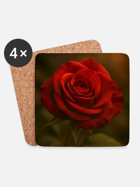 Natur - Blumen - Rose - Untersetzer (4er-Set) - Weiß