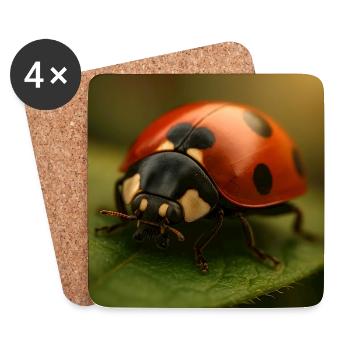 Tiere - Marienkäfer - Untersetzer (4er-Set) - Weiß - Vorne