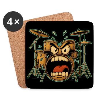 Wütendes Drumset Cartoon - Untersetzer (4er-Set) - Weiß - Vorne