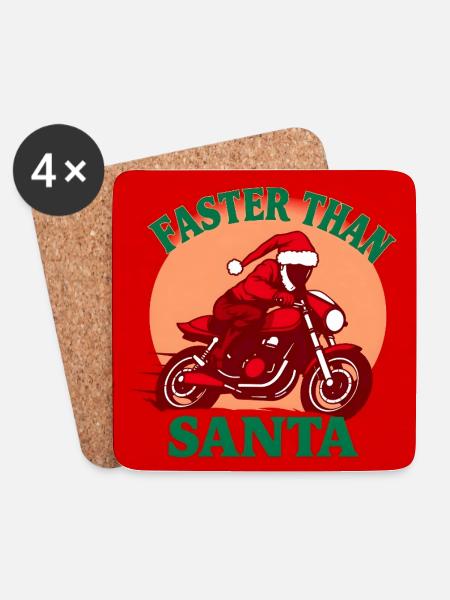 Faster than Santa - Untersetzer (4er-Set) - Weiß