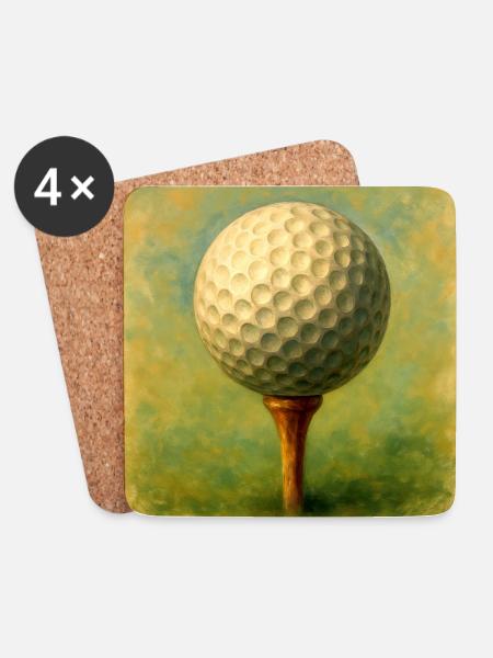 Golfball im künstlerischen Brett auf dem Abschlag - Untersetzer (4er-Set) - Weiß