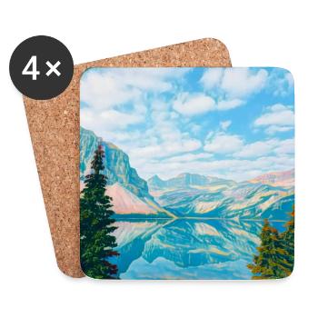 Spiegelung des himmelblauen Bergsees - Untersetzer (4er-Set) - Weiß - Vorne