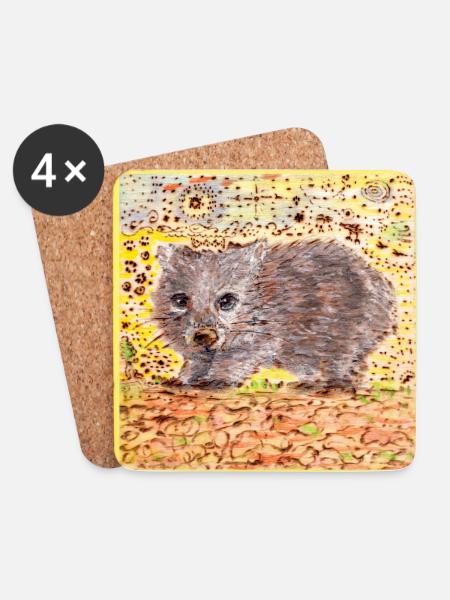 Wombat - Untersetzer (4er-Set) - Weiß