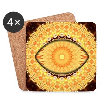Sonnenmandala Kaleidoskop - Untersetzer (4er-Set) - Weiß - Vorne