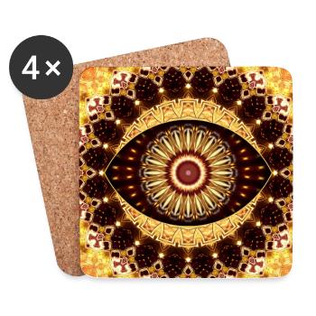 Kaleidoskop Mandala Goldtöne - Untersetzer (4er-Set) - Weiß - Vorne