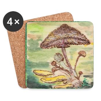 Pilze - Untersetzer (4er-Set) - Weiß - Vorne