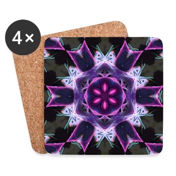Neon Mandala Kaleidoskop - Untersetzer (4er-Set) - Weiß - Vorne