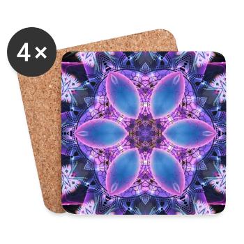 Neon-Lotus Kaleidoskop - Untersetzer (4er-Set) - Weiß - Vorne