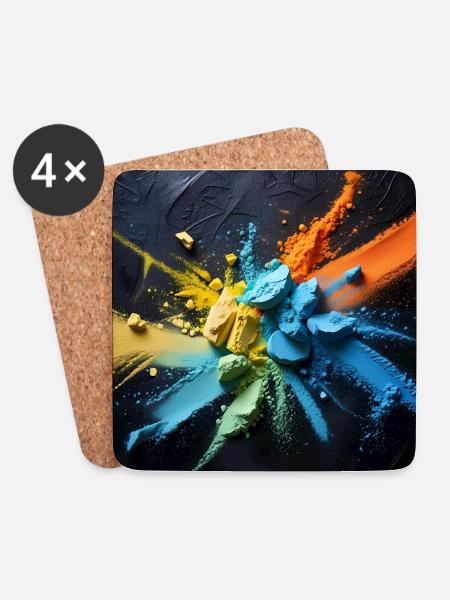Regenbogenstaub-Explosion - Untersetzer (4er-Set) - Weiß