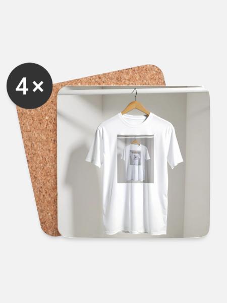 Gerahmtes Spiegel-T-Shirt - Untersetzer (4er-Set) - Weiß