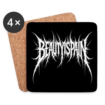 BeautyPain gezacktes Schwarzmetall-Logo - Untersetzer (4er-Set) - Weiß - Vorne