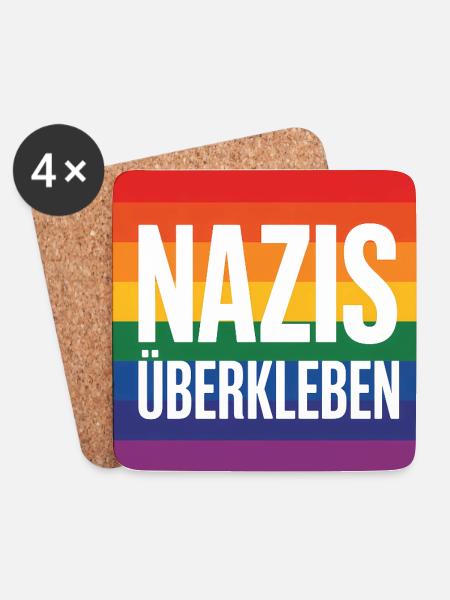 Nazis überkleben - Antifa Tee - Untersetzer (4er-Set) - Weiß