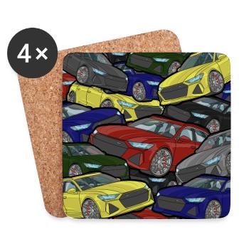 Kaleidoskop Autos Farbexplosion - Untersetzer (4er-Set) - Weiß - Vorne