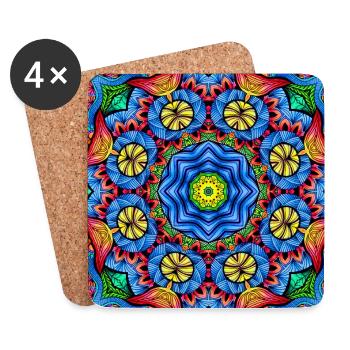 Kaleidoskop Mandala Farbfeuer - Untersetzer (4er-Set) - Weiß - Vorne