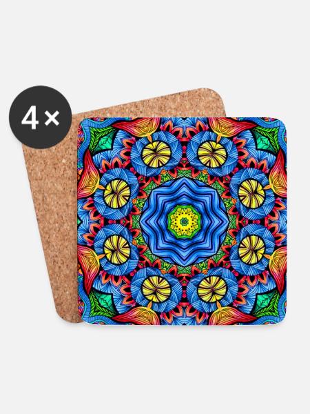 Kaleidoskop Mandala Farbfeuer - Untersetzer (4er-Set) - Weiß