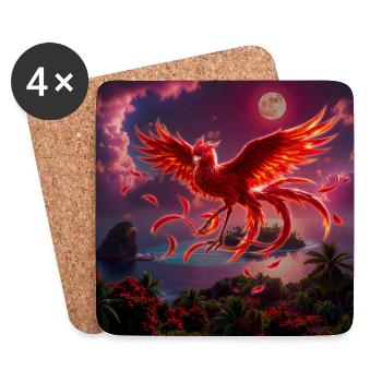 Crimson Phoenix über tropischen Inseln - Untersetzer (4er-Set) - Weiß - Vorne