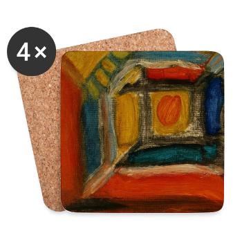 Farbiges Innenraum-Fragment - Untersetzer (4er-Set) - Weiß - Vorne