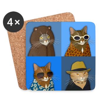 Getigerte Katzensorte - Untersetzer (4er-Set) - Weiß - Vorne