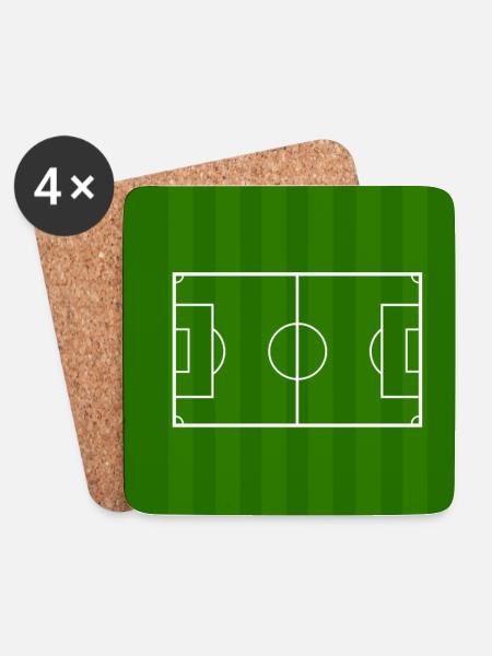 Fussballfeld Minimal Linienkunst - Untersetzer (4er-Set) - Weiß