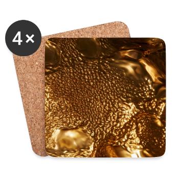 Metallische flüssige Goldtextur - Untersetzer (4er-Set) - Weiß - Vorne