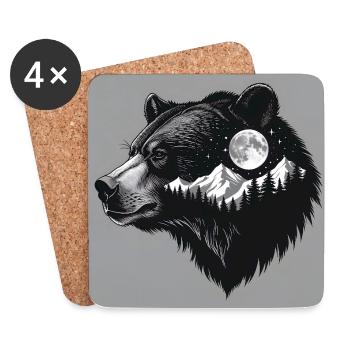 Grizzly Wildnis - Untersetzer (4er-Set) - Weiß - Vorne