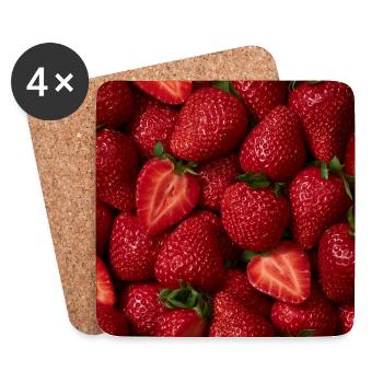 Frische rote Erdbeeren - Untersetzer (4er-Set) - Weiß - Vorne