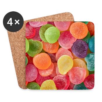 Kandierte Regenbogengummibärchen - Untersetzer (4er-Set) - Weiß - Vorne