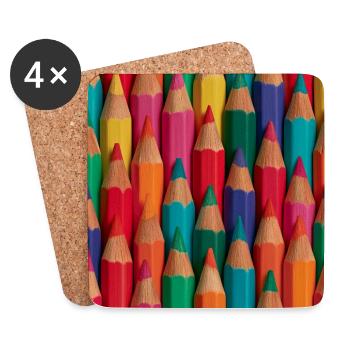 Mehrfarbige Bleistiftpalette - Untersetzer (4er-Set) - Weiß - Vorne