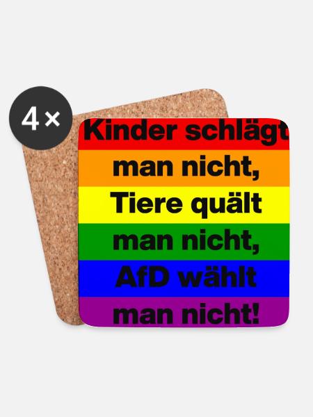 AFD WÄHLT MAN NICHT, KINDER UND TIERE, NO NZS - Untersetzer (4er-Set) - Weiß