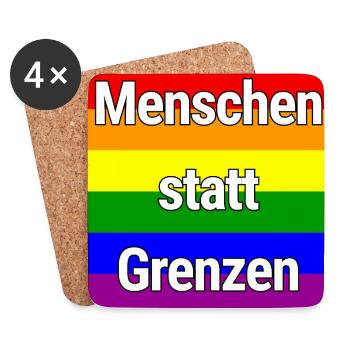 MENSCHEN STATT GRENZEN REGENBOGEN STATEMENT - Untersetzer (4er-Set) - Weiß - Vorne