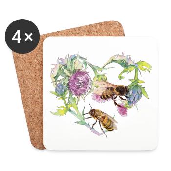 Save the bees - Coasters (set of 4) - white - Front