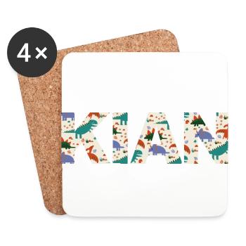 KIAN - Beautiful boy name with dinosaur - Coasters (set of 4) - white - Front