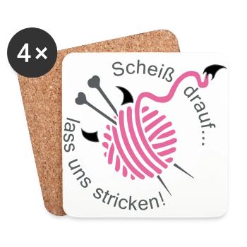 Stricken Hobby Handarbeit Stricknadel Geschenk - Untersetzer (4er-Set) - Weiß - Vorne
