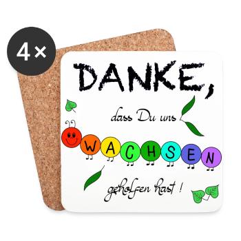 Danke, dass Du uns wachsen geholfen hast! Raupe - Untersetzer (4er-Set) - Weiß - Vorne