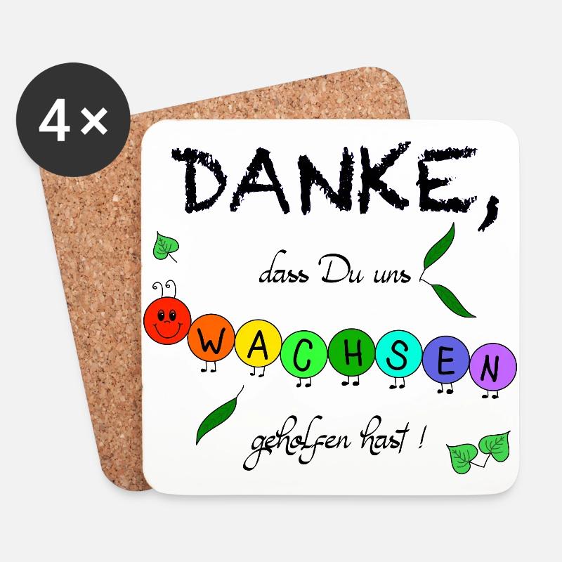 Danke, dass Du uns wachsen geholfen hast! Raupe - Untersetzer (4er-Set) - Weiß
