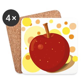 Apfel - Untersetzer (4er-Set) - Weiß - Vorne