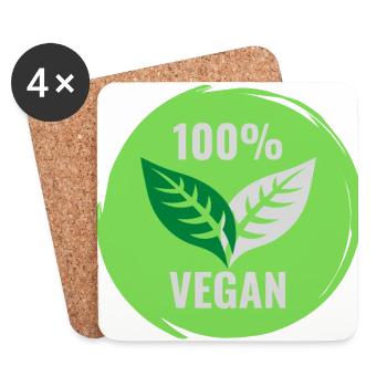 100% VEGAN - Dessous de verre (lot de 4) - blanc - Devant