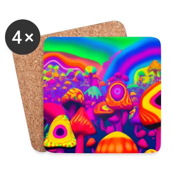 Regenbogenpilzwald 2 - Untersetzer (4er-Set) - Weiß - Vorne