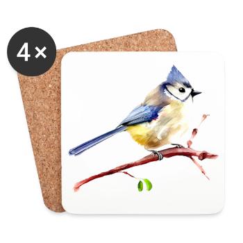 Cute on a twig - watercolor - Coasters (set of 4) - white - Front