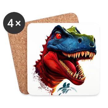 Unheimlicher Dinosaurier Tyrannosaurus Rex - Untersetzer (4er-Set) - Weiß - Vorne