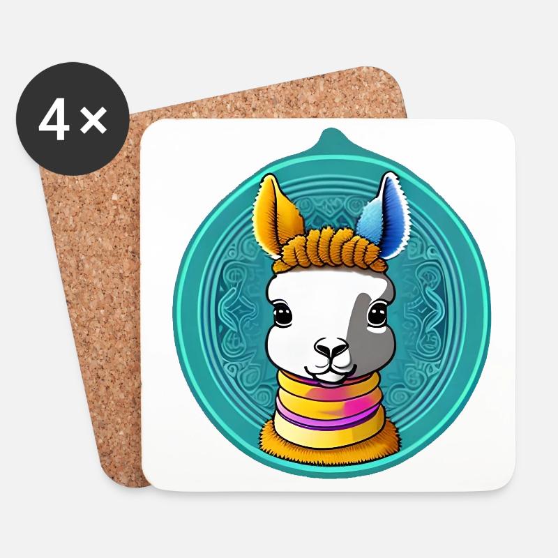 cute lama - Untersetzer (4er-Set) - Weiß