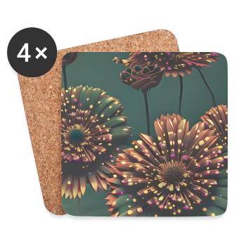 Fleurs à pois - Dessous de verre (lot de 4) - blanc - Devant