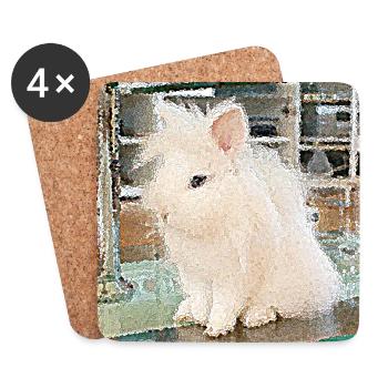 Un lapin adorable - Dessous de verre (lot de 4) - blanc - Devant