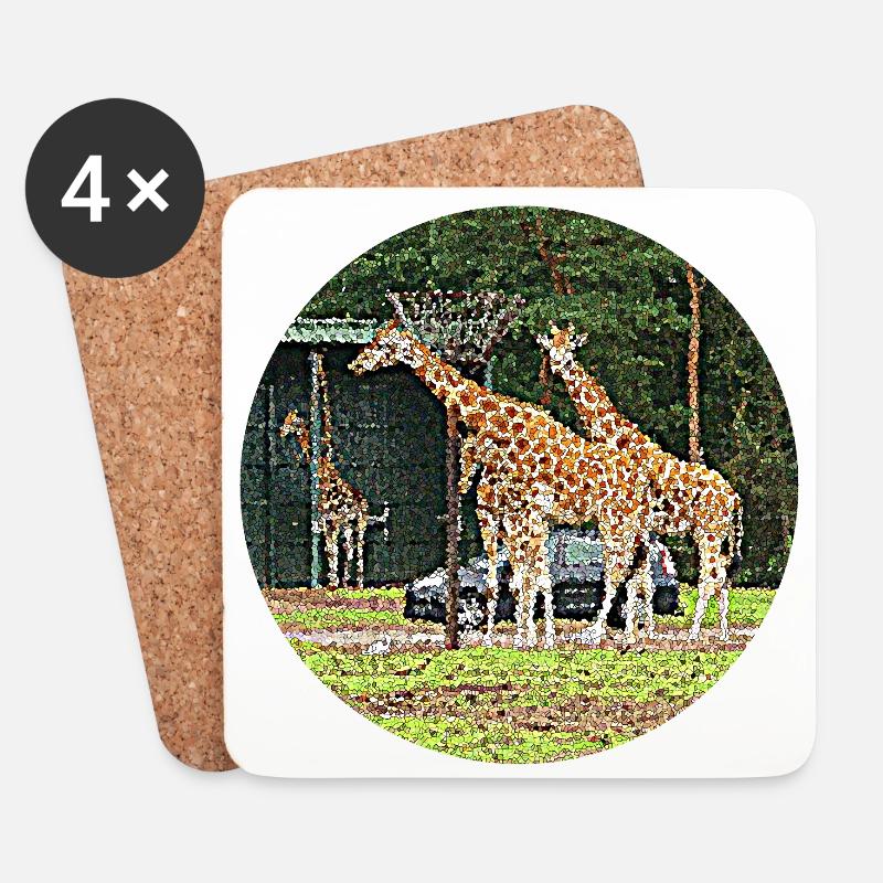 Safari im Land der Giraffen - Untersetzer (4er-Set) - Weiß