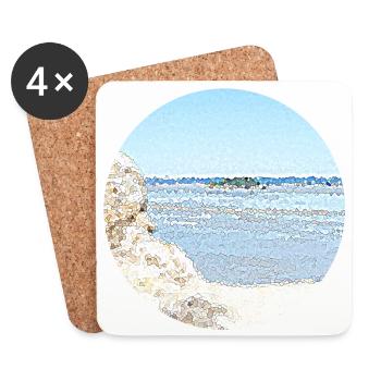 Die Bucht und ihre Insel in der Normandie - Untersetzer (4er-Set) - Weiß - Vorne