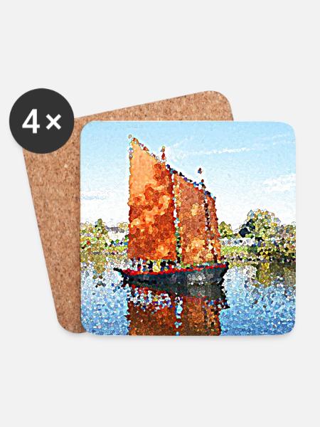 The Sailboat of Fire - Coasters (set of 4) - white