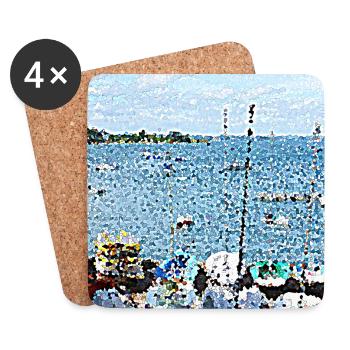 Der kleine Hafen der Bretagne - Untersetzer (4er-Set) - Weiß - Vorne