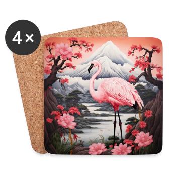 Flamingo (no1) - Japanese - Untersetzer (4er-Set) - Weiß - Vorne