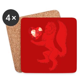 Heraldic (background, red) - Coasters (set of 4) - white - Front