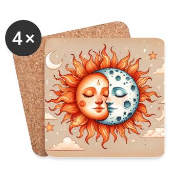 Sun and Moon Yin Yang - Coasters (set of 4) - white - Front